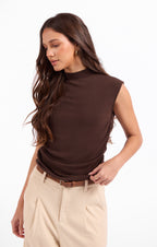 Sweetie Mock Neck Tank - Oak