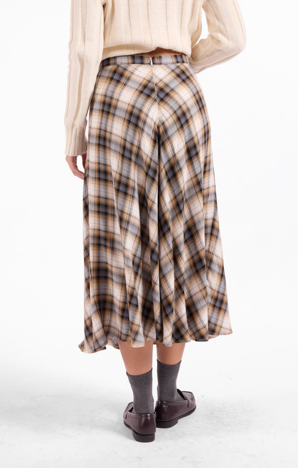 Cambridge Midi Skirt - Navy Camel Multi