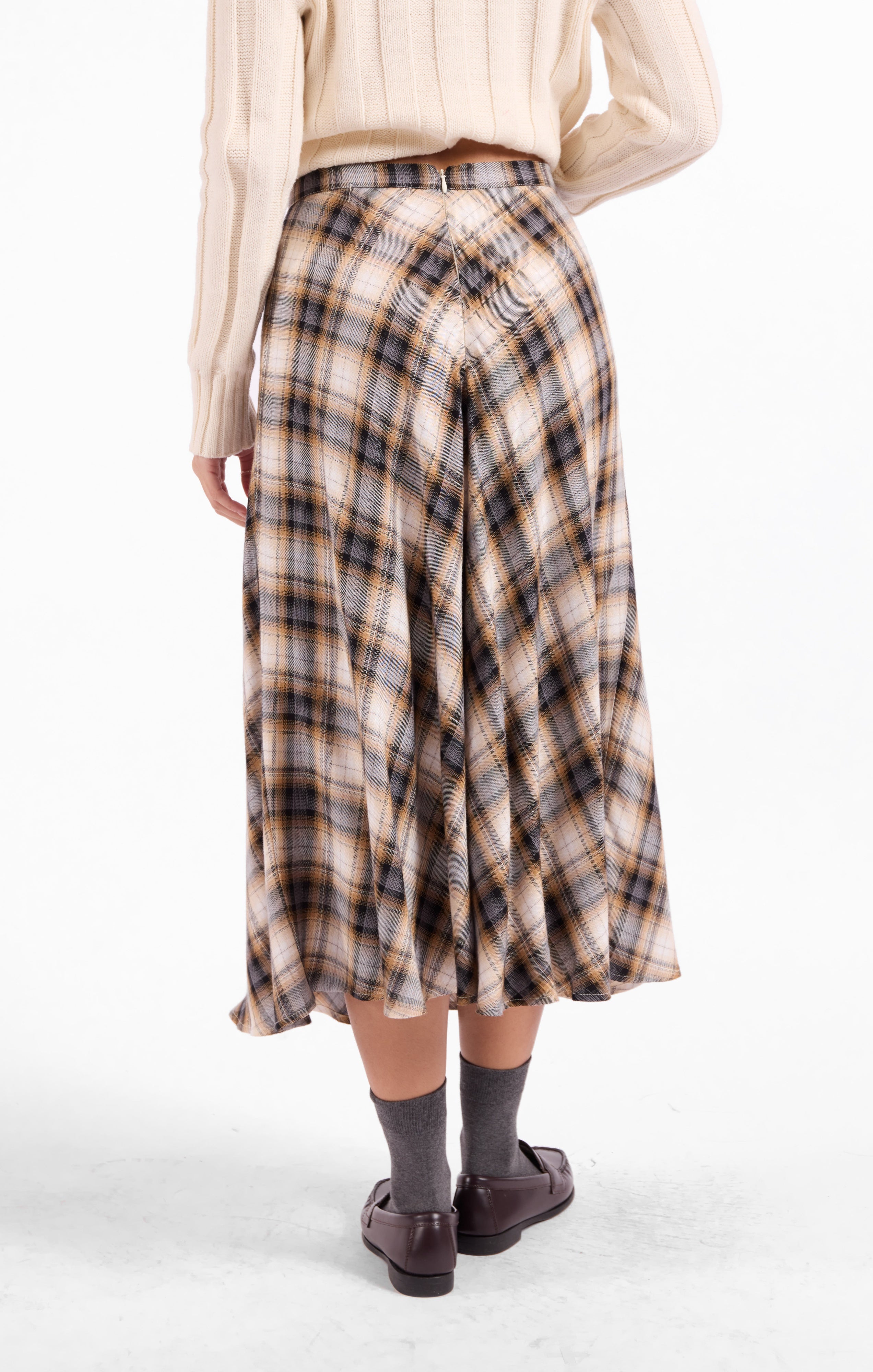 Cambridge Midi Skirt - Navy Camel Multi
