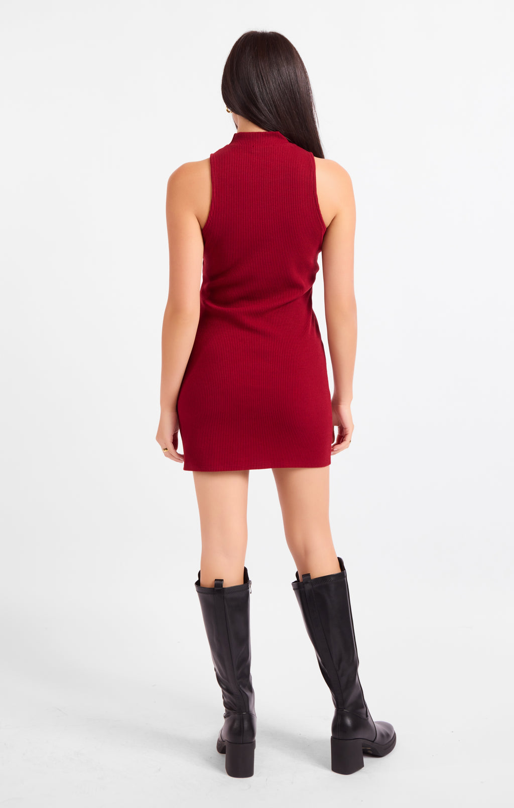Archivist Mock Neck Mini Dress - Red