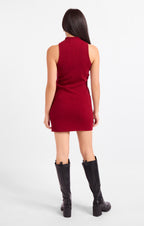 Archivist Mock Neck Mini Dress - Red