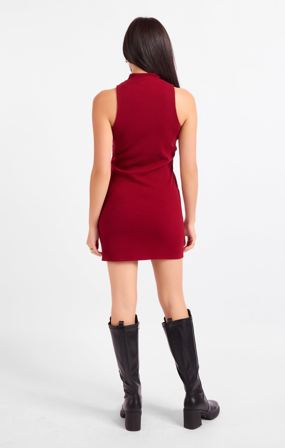 Archivist Mock Neck Mini Dress - Red