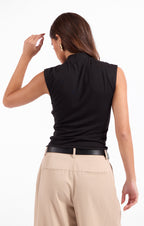Coralie Mock Neck Top - Black
