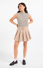 Maisonette Pleated Mini Skirt - Taupe