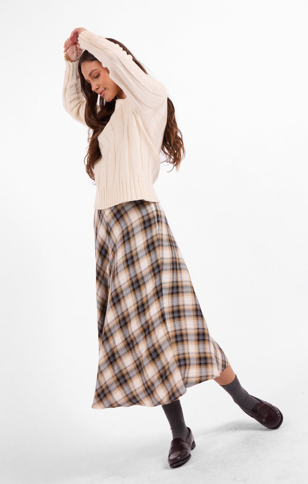 Cambridge Midi Skirt - Navy Camel Multi