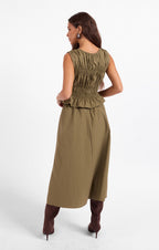 Central Park Midi Skirt W Belt - Olive