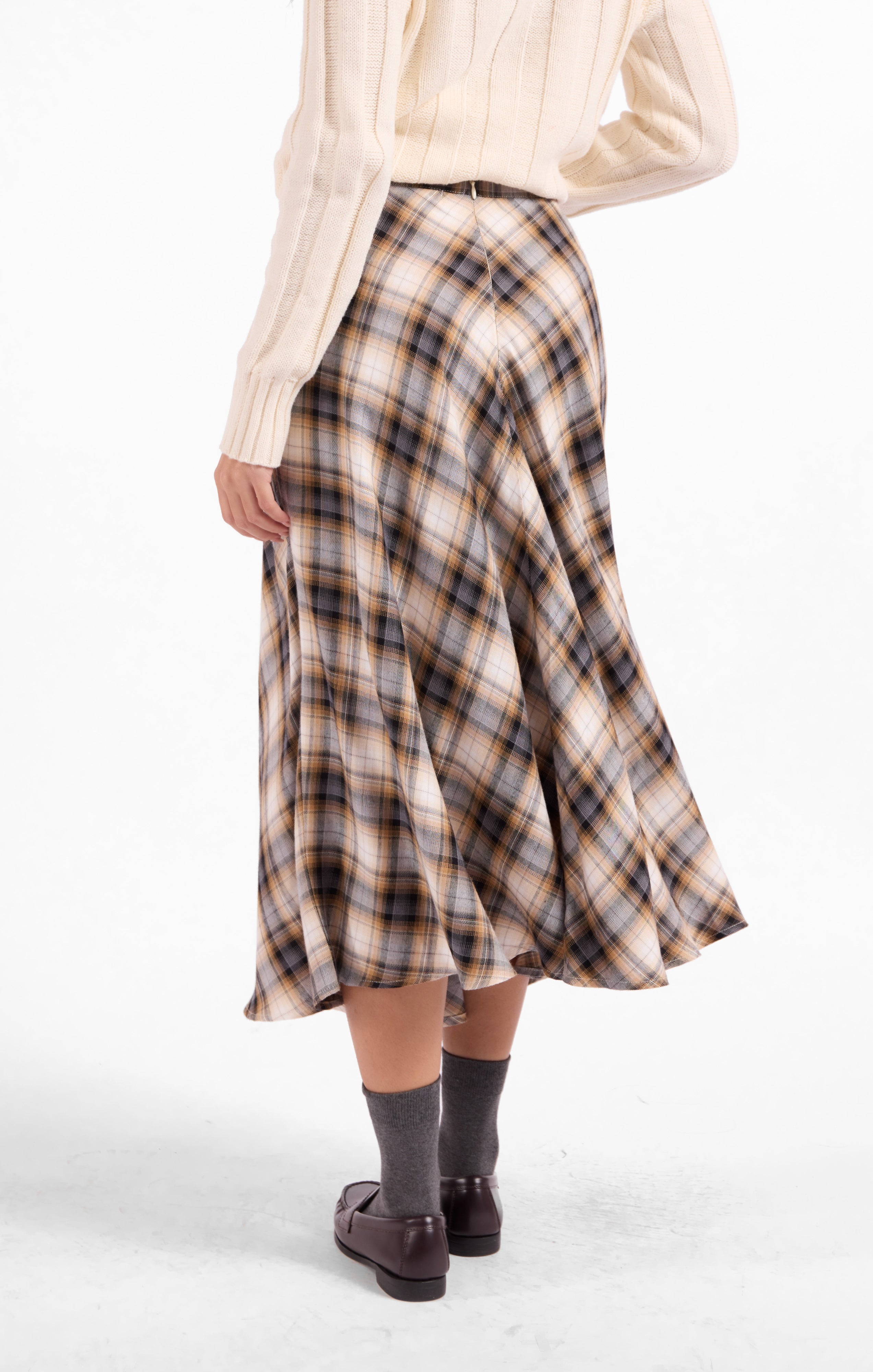 Cambridge Midi Skirt - Navy Camel Multi