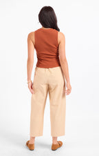 Soft Cedar Ruched Knit Tank - Rust
