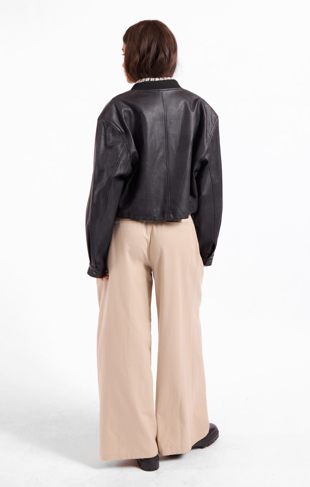 Academy Vegan Leather Bomber - Black