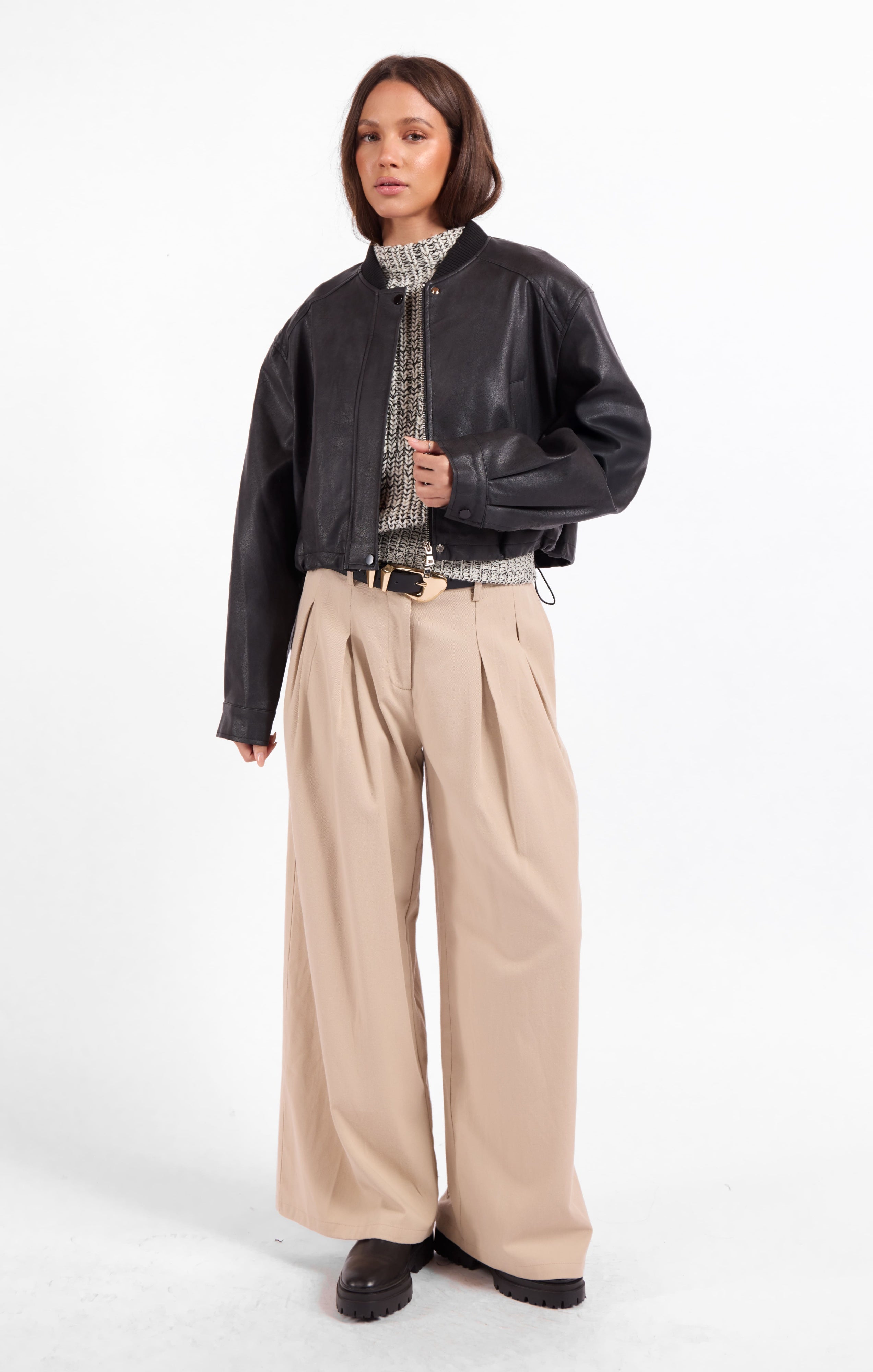 Academy Vegan Leather Bomber - Black