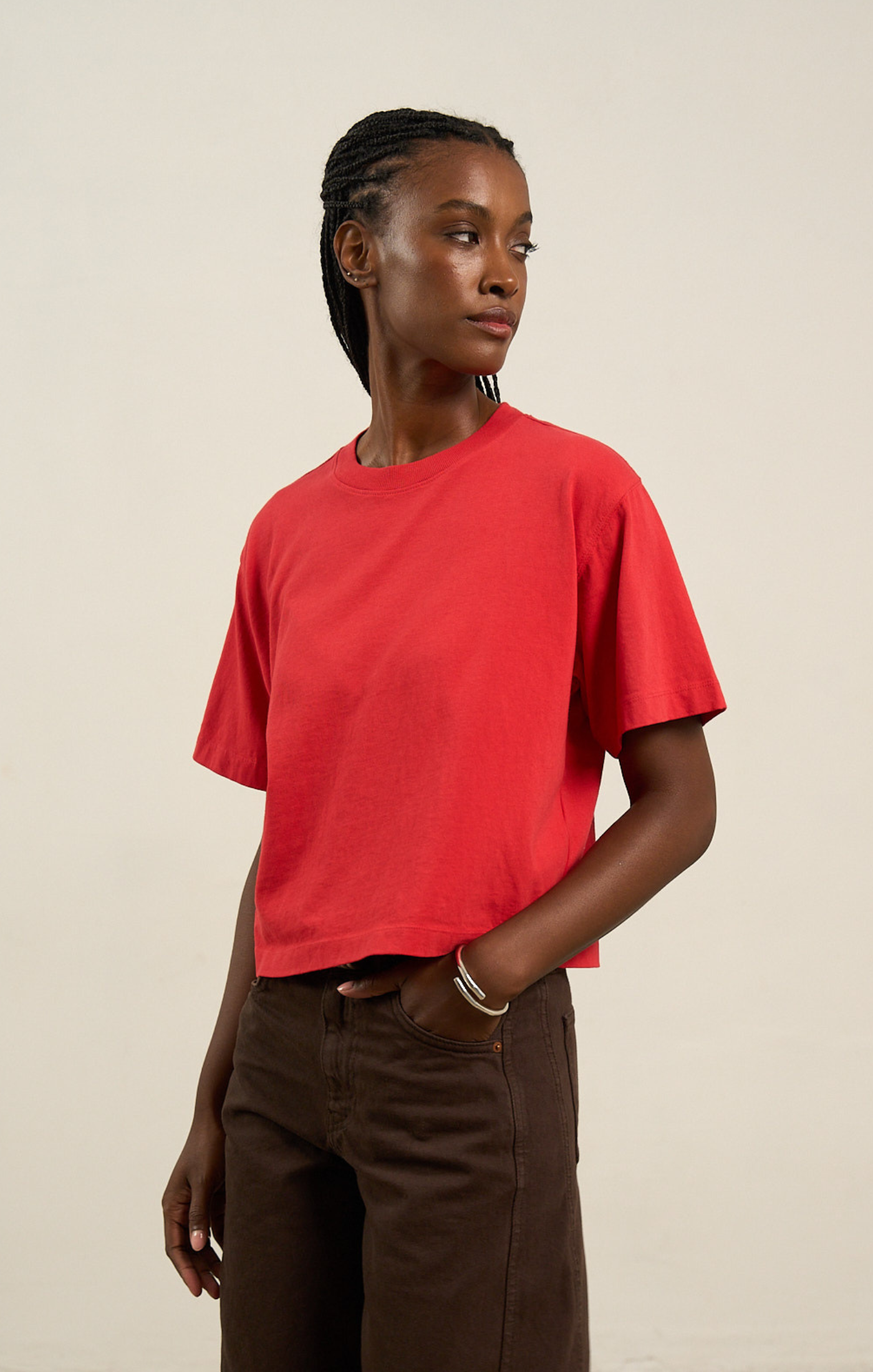 Women's Relaxed Crop Tee - Samba Red