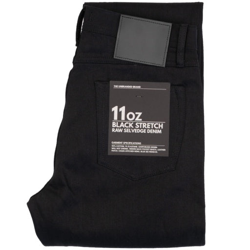 Relaxed Straight Fit 11oz Black Stretch Selvedge - Black