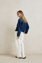 Women's Juna Denim Funnel Jacket - Dark Blue Wash
