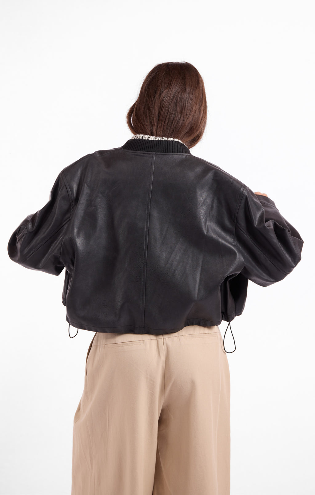 Academy Vegan Leather Bomber - Black