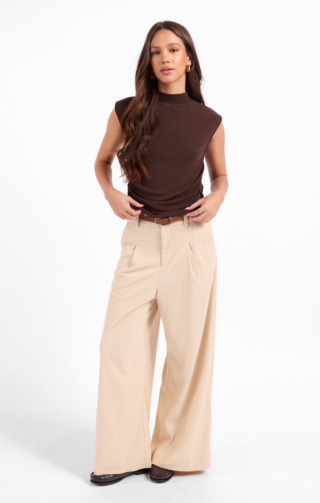 Sweetie Mock Neck Tank - Oak