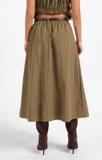 Central Park Midi Skirt W Belt - Olive