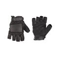 Mil-Tec Black Leather Security Fingerless Gloves - Black