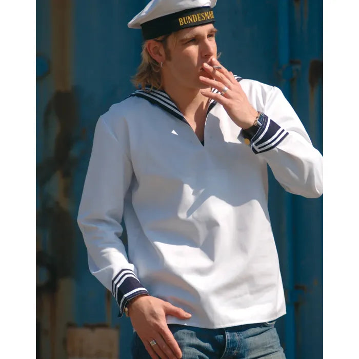 German White Navy Middy w/ Blue Collar - Used - White