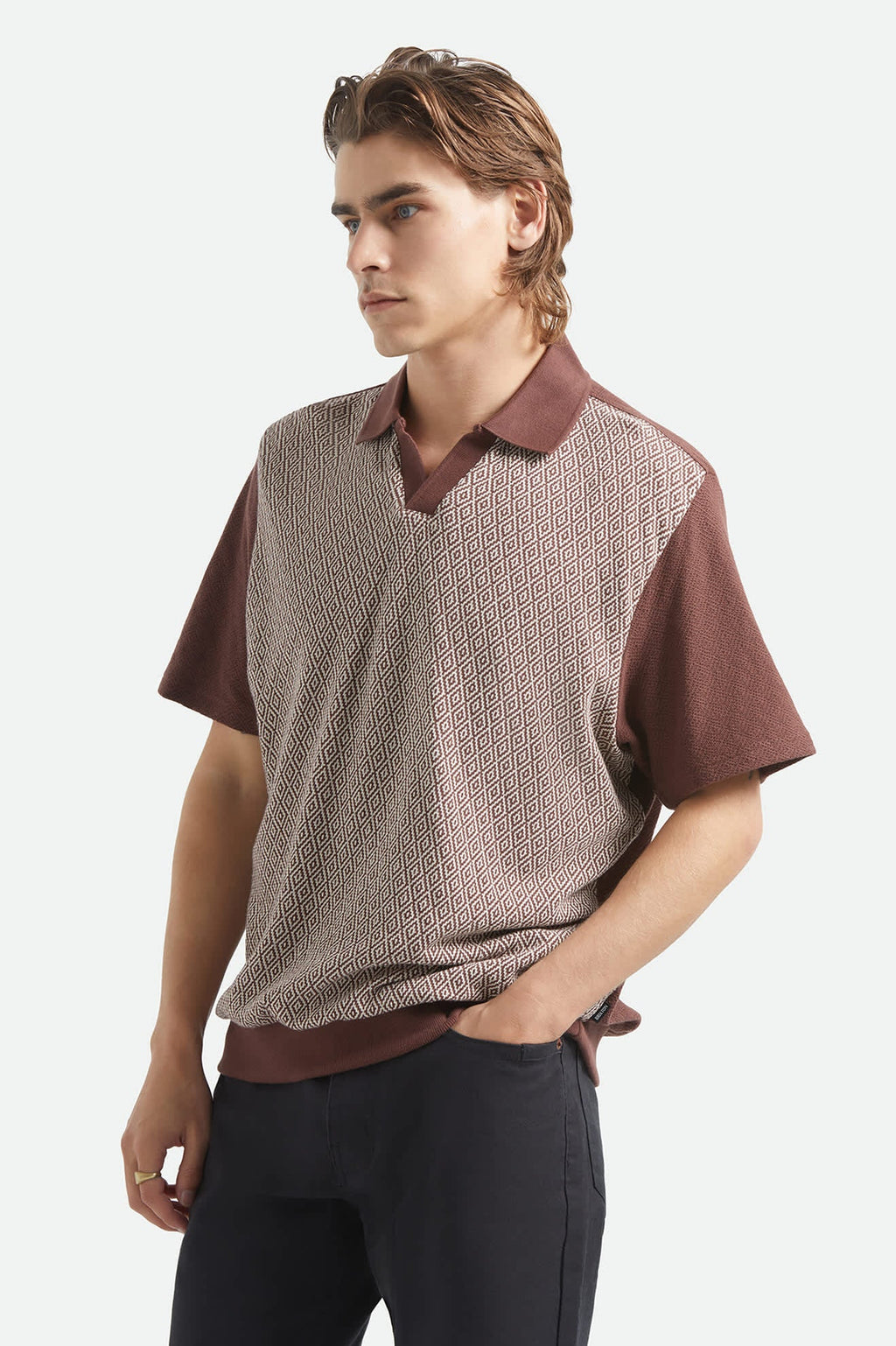 Brixton Men's Theo Jacquard Short Sleeve Polo