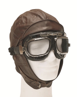 Mil-Tec Brown Leather Aviation Helmet