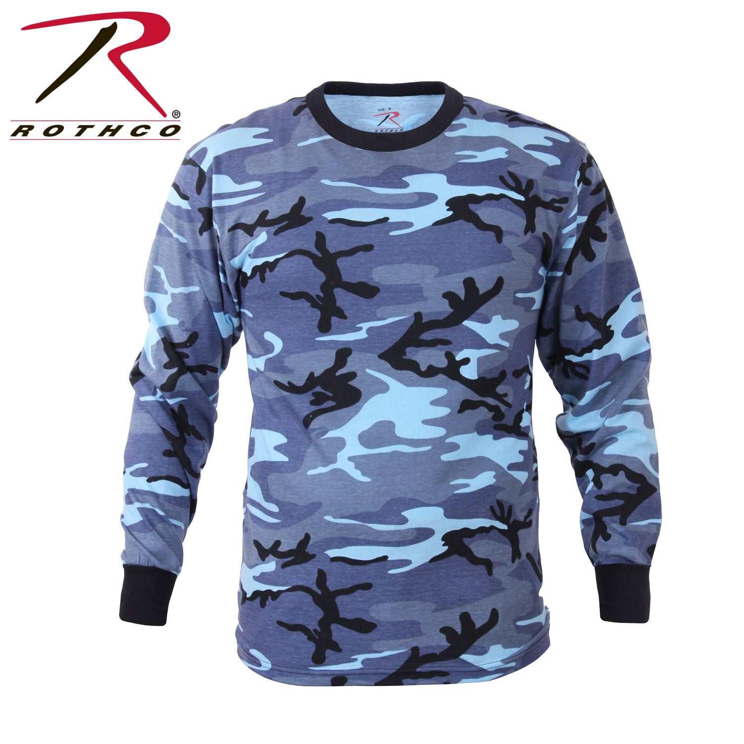 Men's Colored Camo Long Sleeve T-Shirt - Sky Blue Camo