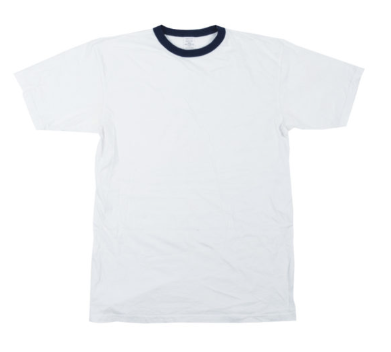 GERMAN WHITE T-SHIRT - BLUE TRIM- SURPLUS