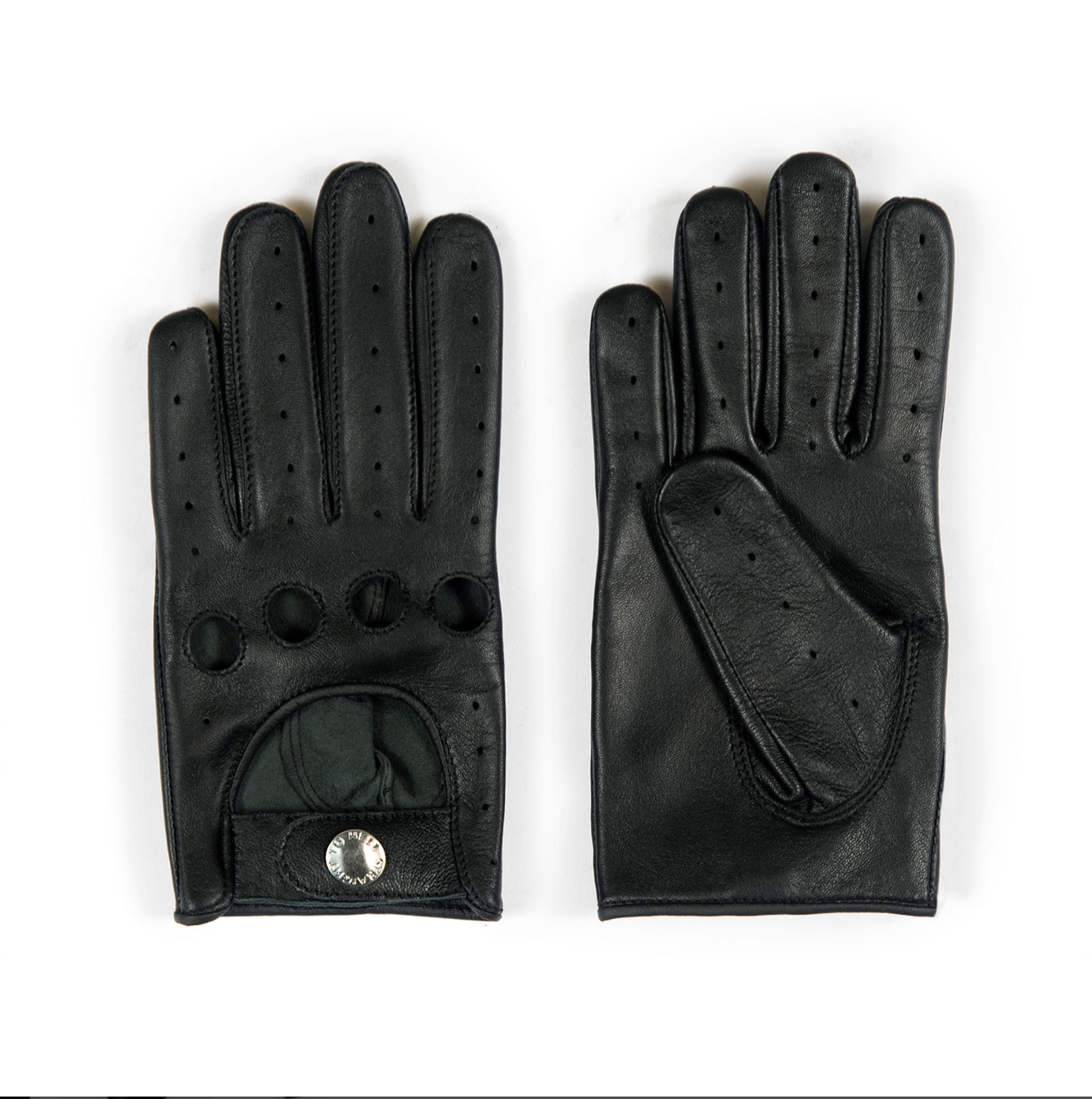Women's Bullitt Leather Driving Gloves - Black and Nickel