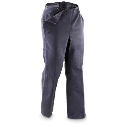 GERMAN BLUE NAVY GABARDINE FLAP PANTS